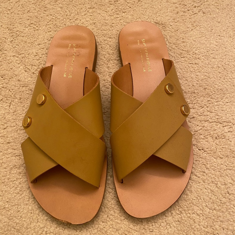 Saks off fifth leather sandals/slides